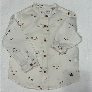 ZARA HORSE PRINT BUTTON UP SHIRT 18-24M
